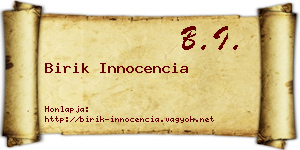 Birik Innocencia névjegykártya